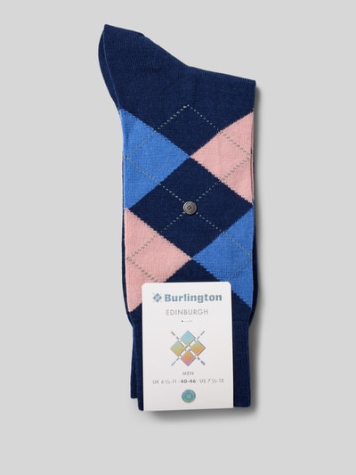 Burlington Socken aus Schurwoll-Mix mit Label-Detail Dunkelblau 3