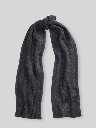Lauren Ralph Lauren Schal mit Zopfmuster-Strickoptik aus Woll-Mix Dunkelgrau 1
