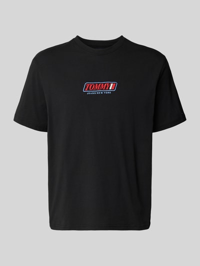 Produktfoto, Regular Fit T-Shirt aus reiner Baumwolle von Tommy Jeans, Optik: Unifarben, Label-Schriftzug, Jersey, Rundhals, Kurzarm