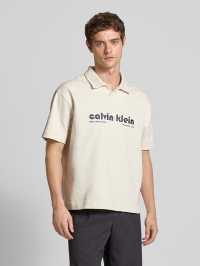 Calvin Klein Jeans Relaxed Fit Poloshirt mit Label-Print Offwhite 4
