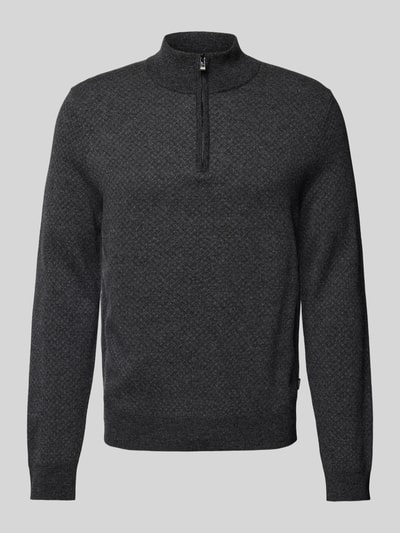 BOSS Gebreide pullover met labeldetail, model 'Eltorino' Zwart - 2