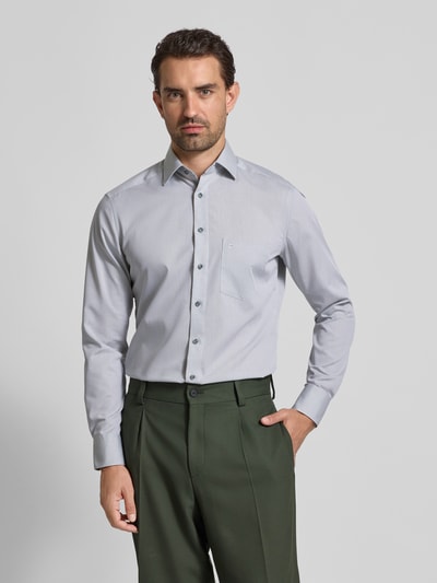 OLYMP Regular fit zakelijk overhemd van puur katoen Lichtgrijs - 4