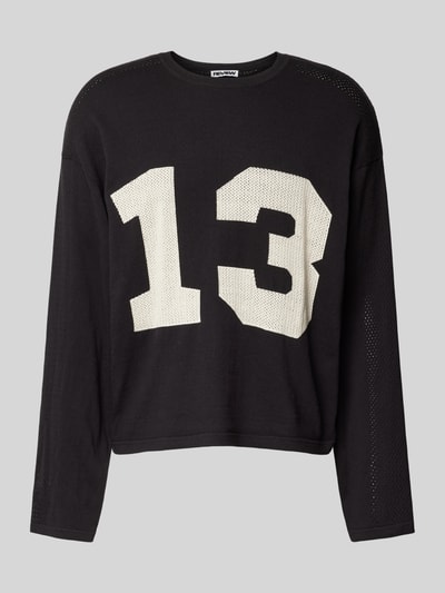 REVIEW Gebreide pullover met extra brede schouders Zwart - 2