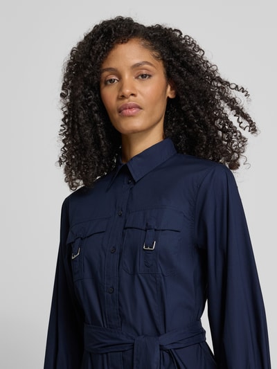 Lauren Ralph Lauren Overhemdjurk met strikceintuur, model 'GARNLEY' Marineblauw - 3