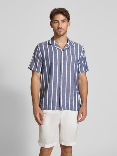 Tommy Hilfiger Regular fit vrijetijdsoverhemd van een mix van katoen en linnen Marineblauw - 4