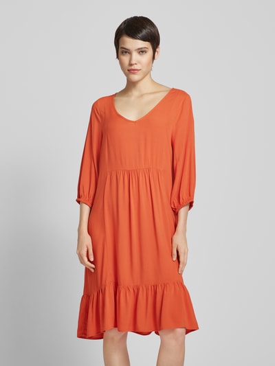 Soyaconcept Knielanges Kleid mit V-Ausschnitt Modell 'Radia' Orange 4