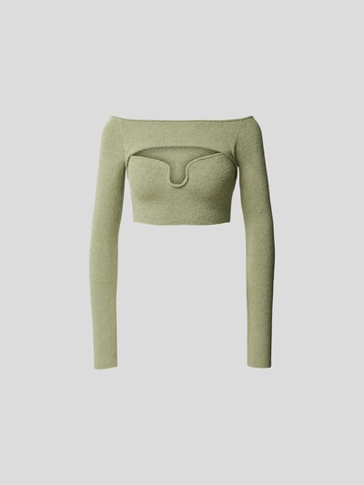 Nanushka Cropped Longsleeve in Ripp-Optik Gruen 2