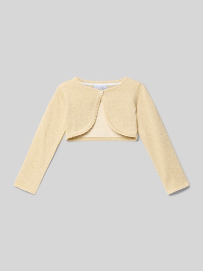 Happy Girls Cropped Bolero in Strick-Optik mit Zierbordüren Gold 1