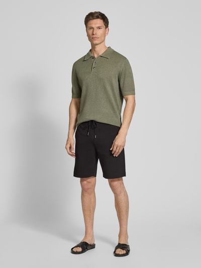 BOSS Regular Fit Sweatbermudas mit Logo-Applikation Modell 'Leoni' Black 1