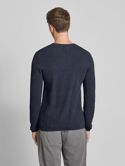 MCNEAL Regular fit gebreide pullover met structuurmotief Donkerblauw gemêleerd - 5