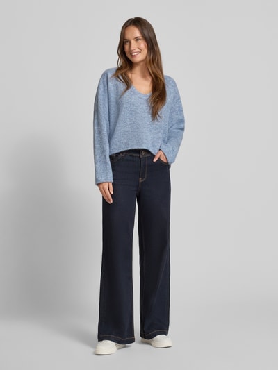 Drykorn Strickpullover aus Alpaka-Mix mit V-Ausschnitt Modell 'SOMAIJA' Hellblau Melange 1