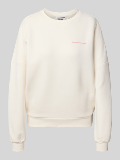 Colourful Rebel Sweatshirt mit Label-Print Modell 'Summer Shell' Offwhite 2