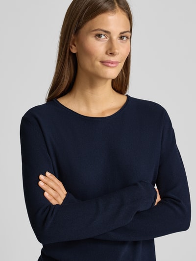 Tom Tailor Regular Fit Strickpullover aus Baumwoll-Viskose-Mix Dunkelblau 3
