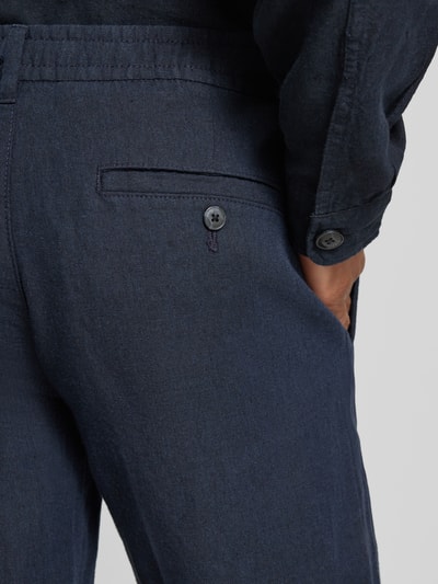 Selected Homme Straight Leg Leinenhose mit Tunnelzug Modell 'LEROY' Dunkelblau 3