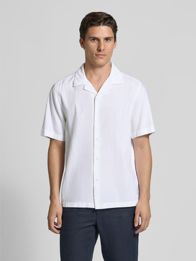 Wood Wood Regular Fit Leinenhemd mit Resortkragen Modell 'aaron' Weiss 4