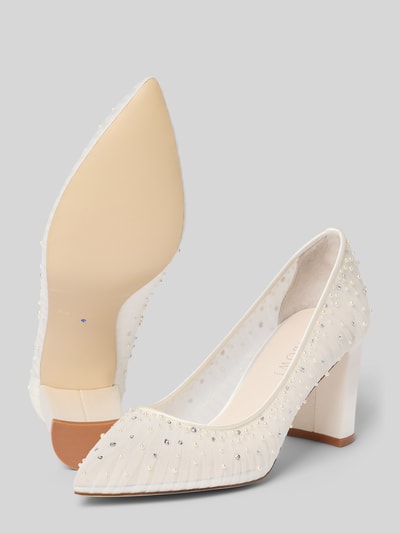 Produktfoto, Pumps met siersteentjes, semi-transparante look, spitse pasvorm, model 'Lucia' van Rainbow Club, hakhoogte maat 40: 8 cm, schachthoogte: 7 cm, schachtbreedte: 20 cm