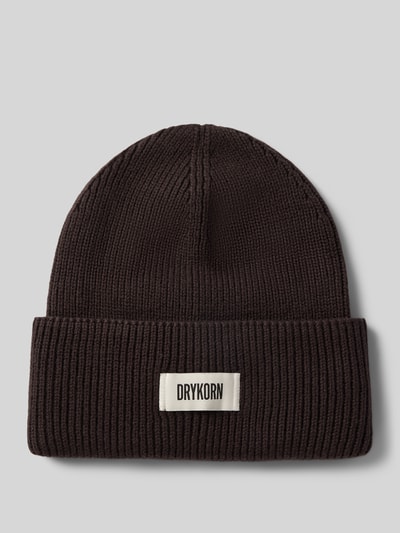 DRYKORN Beanie met labelpatch model 'LOAH' Donkerbruin - 1