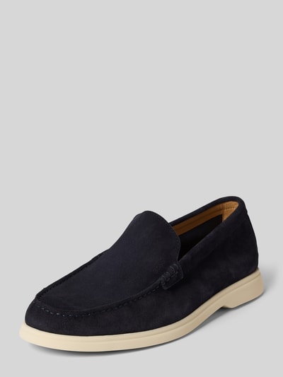 BOSS Instappers van echt leer Marineblauw - 1
