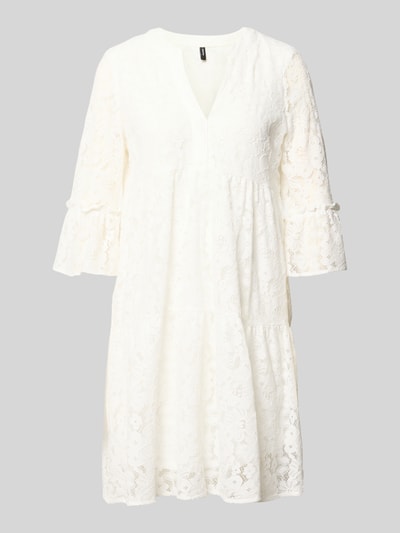 VERO MODA Loose Fit Spitzenkleid aus Baumwoll-Mix Modell 'HONEY' Weiss 2