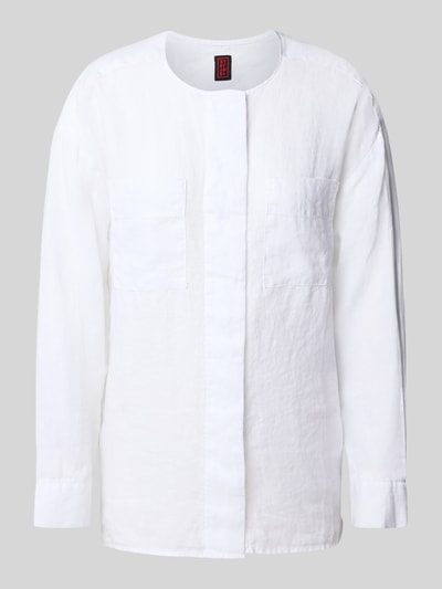 Stefanel Regular Fit Leinenbluse mit Brusttaschen Weiss 2
