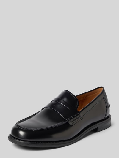 Productfoto, Loafer aus echtem Rindsleder Modell 'STEVEN' van Vagabond in zwart gladleer met ronde neus, blokhak en gestructureerde zool