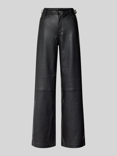 Only Wide leg broek in leerlook, model 'HEIDI' Zwart - 2