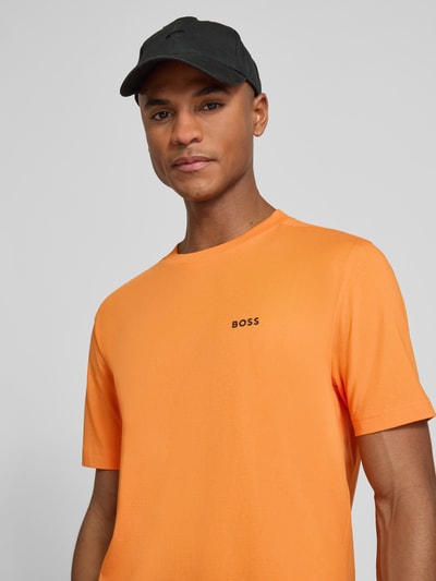 BOSS Green Regular Fit T-shirt z mieszanki bawełny model 'TEE' Pomarańczowy 3