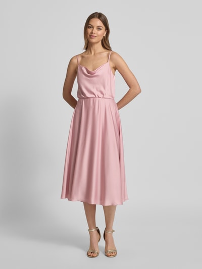 Jake*s Cocktail Knielanges Cocktailkleid mit Wasserfall-Ausschnitt Rose Melange 4
