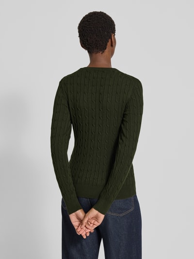Gant Strickpullover mit Zopfmuster Dunkelgruen 5