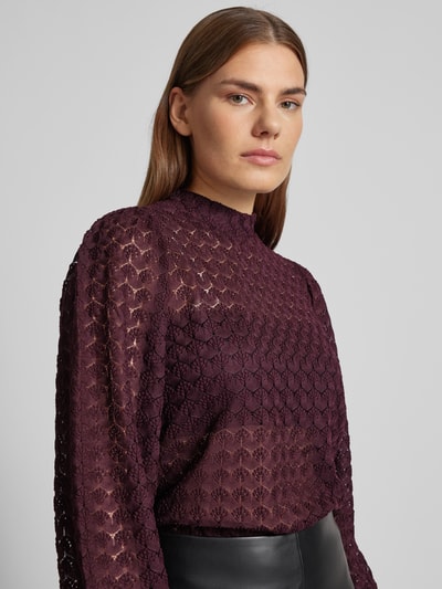 Vero Moda Regular Fit Blusentop aus Spitze mit Ballonärmeln Modell 'BECCA' Bordeaux 3