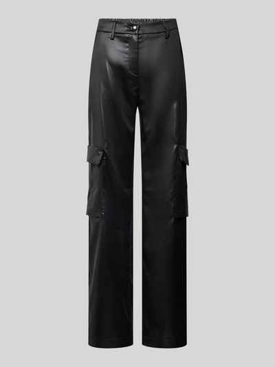 MAC Wide Leg Cargohose in Leder-Optik Modell 'CHiara' Black 2