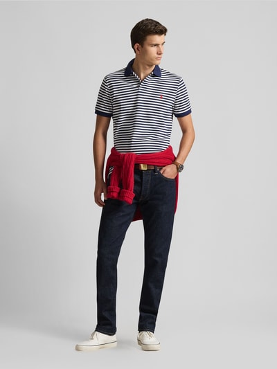 Polo Ralph Lauren Slim Fit Poloshirt aus reiner Baumwolle Modell 'YD MESH STRIPE POLO' Marine 1
