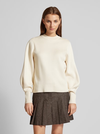 Jake*s Collection Gebreide pullover met ballonmouwen en ronde hals Zwart - 4