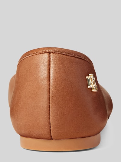 Lauren Ralph Lauren Ballerina aus echtem Leder Modell 'JAYNA' Cognac 4