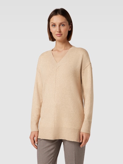 Vero Moda Strickpullover mit V-Ausschnitt Modell 'GOLD LINK' Sand 4