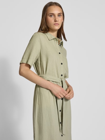 Only Tailliertes Hemdblusenkleid aus Viskose-Leinen-Mix Modell 'CARO' Schilf 3
