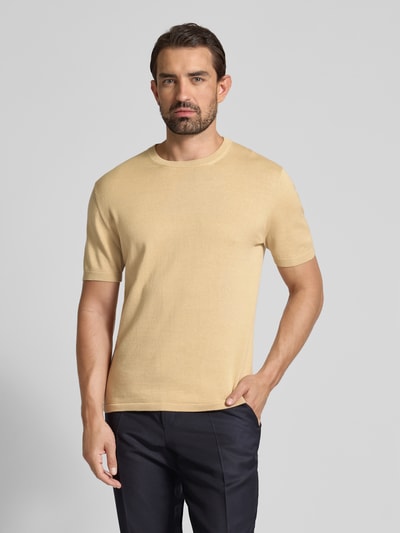 Christian Berg Men T-Shirt mit geripptem Rundhalsausschnitt Sand 4