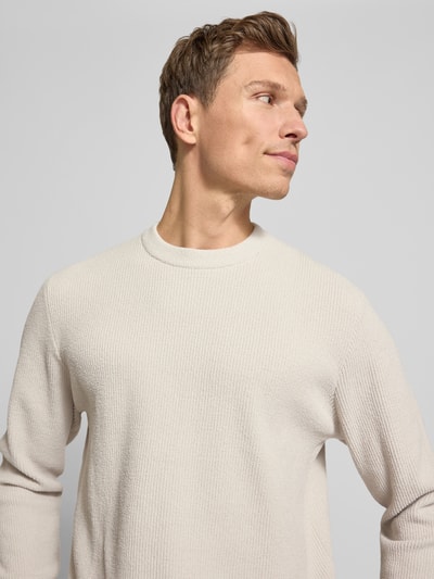 JAKE*S STUDIO MEN Strickpullover mit gerippten Abschlüssen Ecru 3