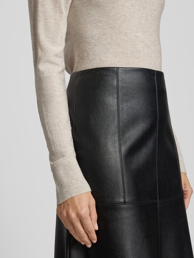 s.Oliver BLACK LABEL Knielange rok in kunstleerlook Zwart - 3