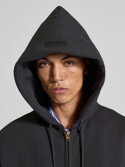 VETEMENTS Relaxed Fit Sweatjacke mit Tunnelzug Anthrazit 3