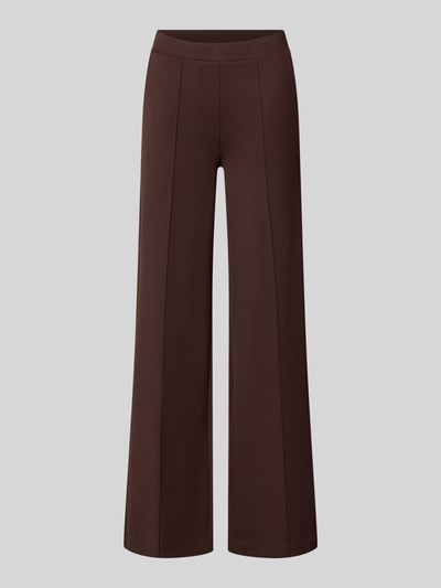 Produktfoto, Straight Fit Stoffhose mit Viskose-Anteil von Smith and Soul in Dunkelbraun, elastischer Bund, Bundfalten, glatte Textur, Eingrifftaschen