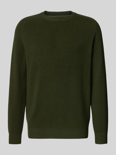 Fynch-Hatton Regular Fit Strickpullover aus reiner Baumwolle Dunkelbraun 1