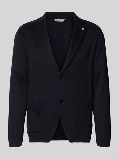 Productfoto, Slim Fit 2-Knopen-Sakko met reverskraag van Manuel Ritz, donkerblauw katoen, opgestikte zakken, moderne look