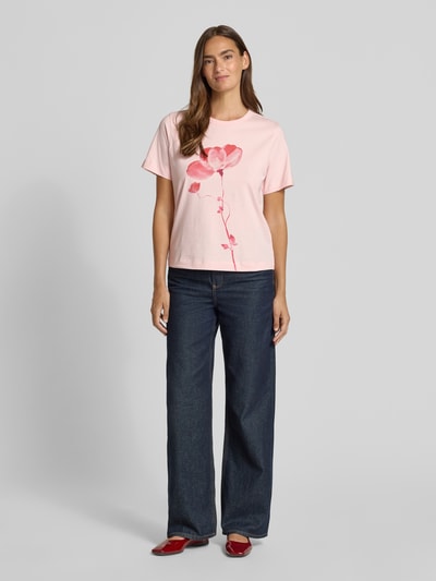 Jake*s Studio Woman T-Shirt mit Rundhalsausschnitt und Motiv-Print Hellrosa 1