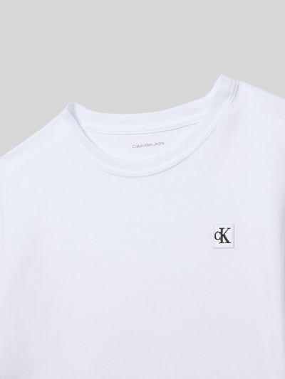 Calvin Klein Jeans Regular fit T-shirt met logopatch, model 'Mono' Wit - 2