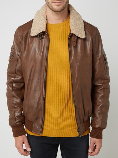 Milestone Lederjacke aus Lammnappa Modell 'Timur' Cognac 4