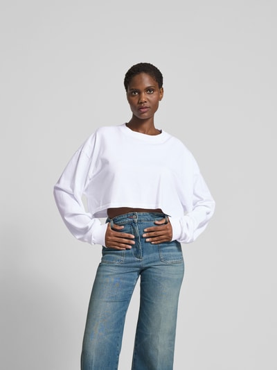 black palms Cropped Longsleeve mit Label-Stitching Weiss 4