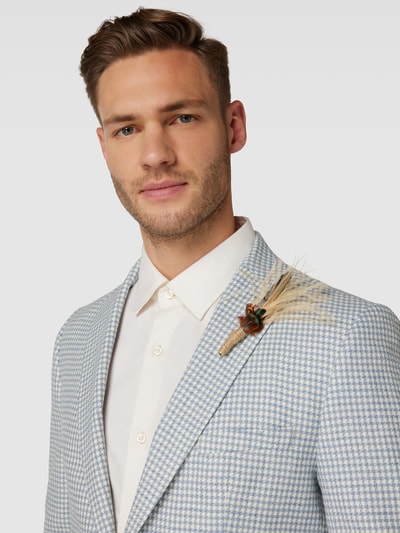 CG – CLUB of GENTS Slim Fit 2-Knopf-Sakko mit Hahnentrittmuster Modell 'Paul' Hellblau 3
