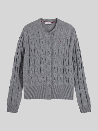 Tommy Hilfiger Strickjacke aus Wolle mit Logo-Detail Dunkelgrau 2
