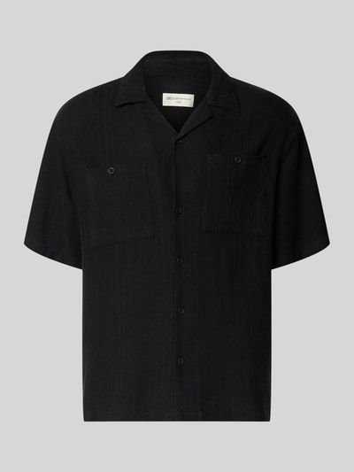 Produktfoto, Loose Fit vrijetijdsoverhemd uit mix van linnen en viscose van Tom Tailor Denim, look: effen, korte mouw, borstzak, enkel knopenrij